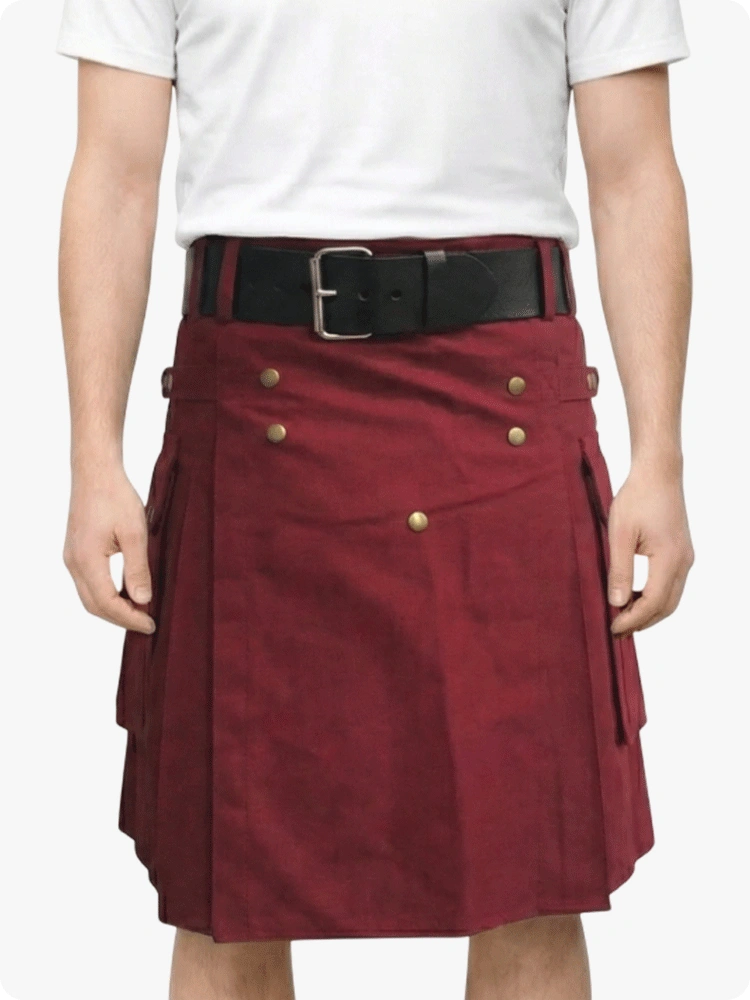 Custom Made Classic Burgundy Utility Kilt