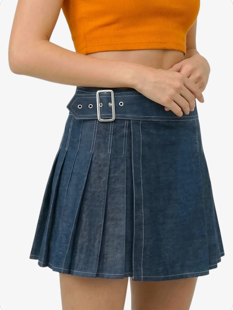 Kilt Vaquero Azul Oscuro Hecho a Medida para Mujer