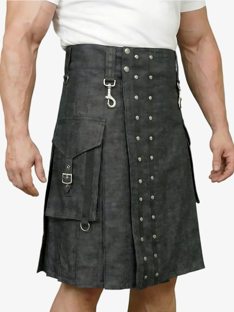Kilt de mezclilla marrón oscuro hecho a medida