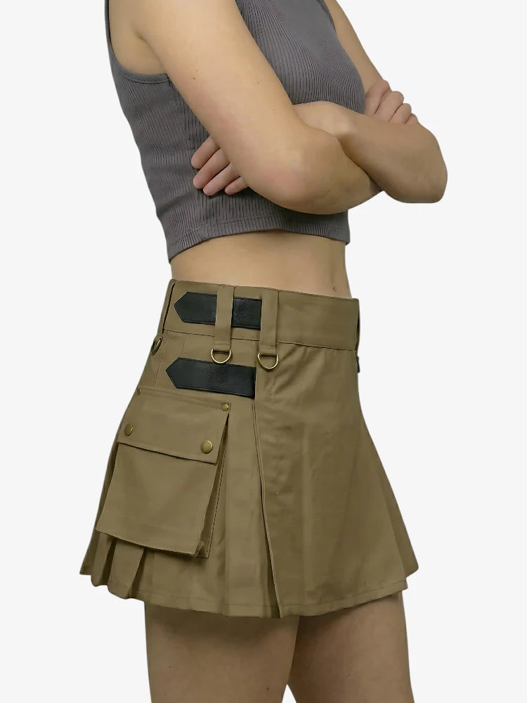 Kilt Utility Caqui Hecho a Medida para Mujer