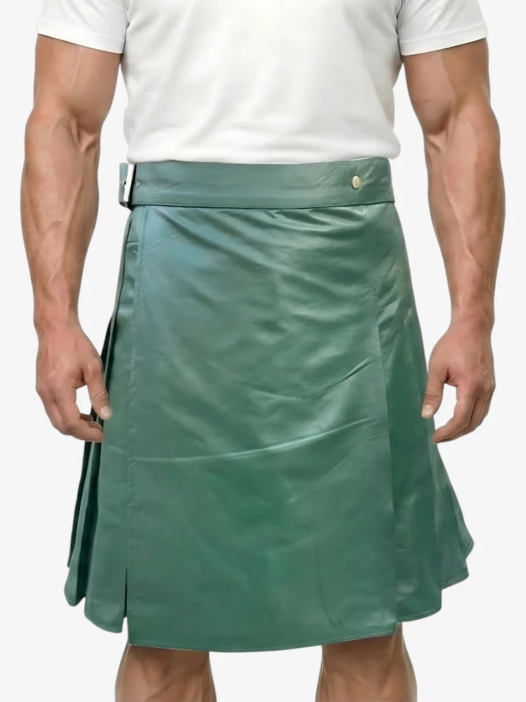 Kilt de Cuero Verde Hecho a Medida