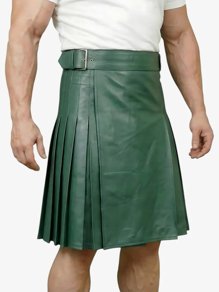 Kilt de Cuero Verde Hecho a Medida