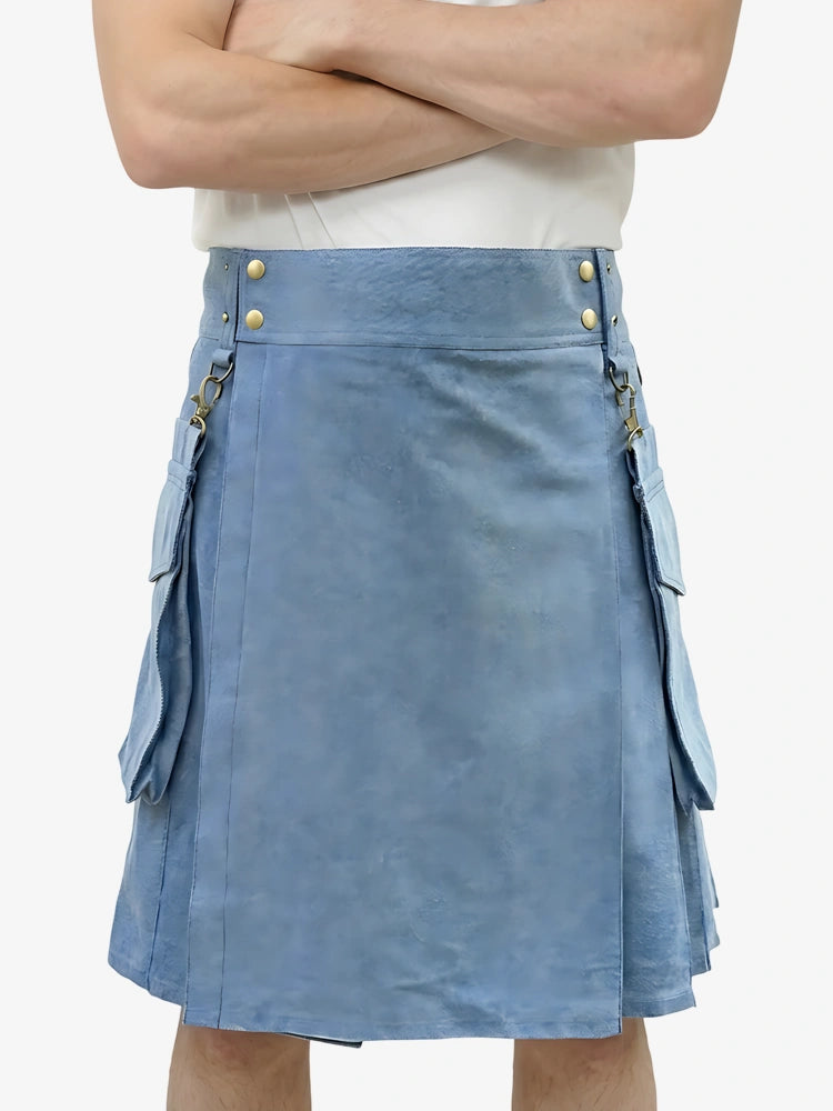 Kilt de mezclilla azul claro hecho a medida