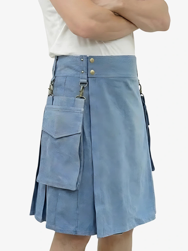 Kilt de mezclilla azul claro hecho a medida