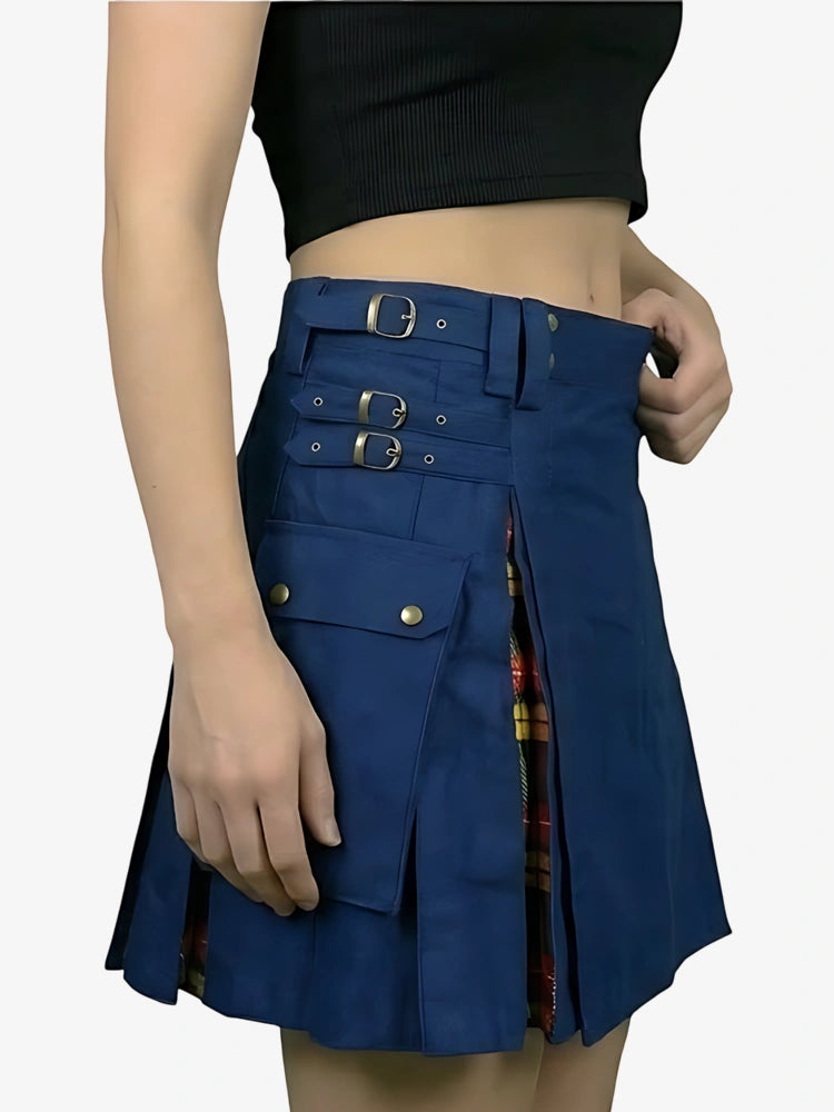 Kilt Híbrido Utility Azul Marino Hecho a Medida para Mujer
