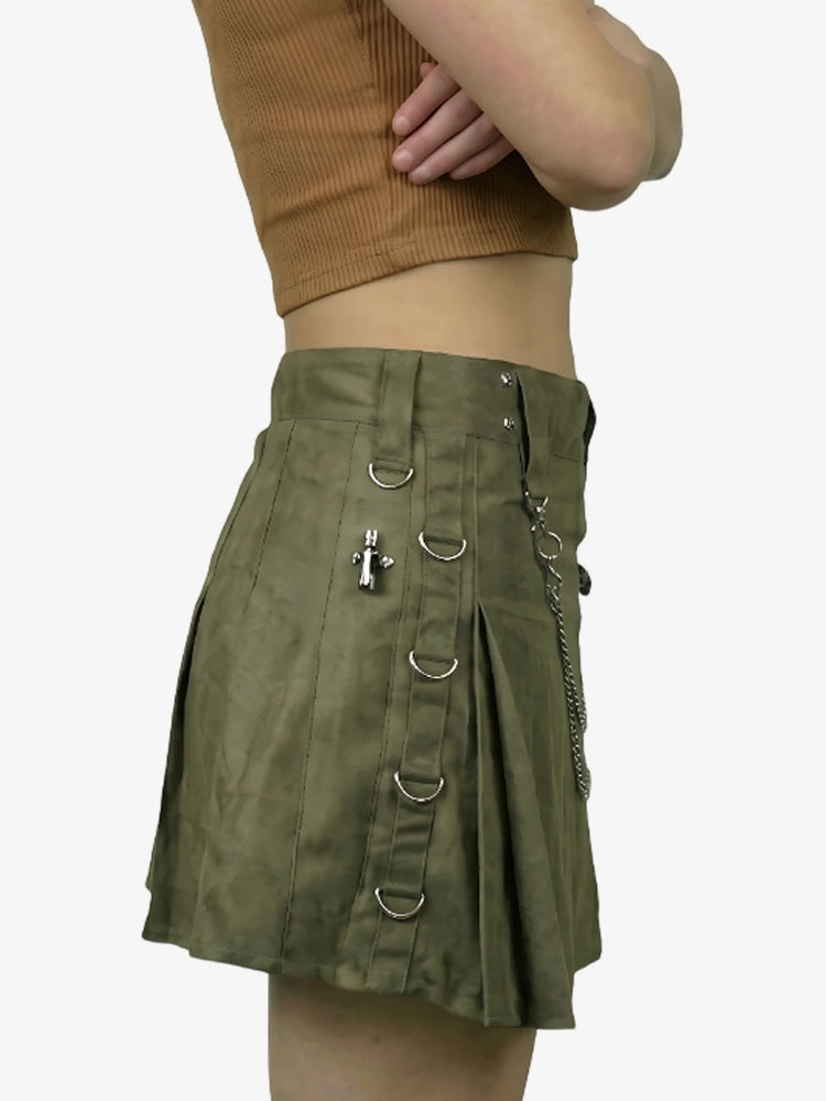 Kilt Utility Verde Oliva Hecho a Medida para Mujer