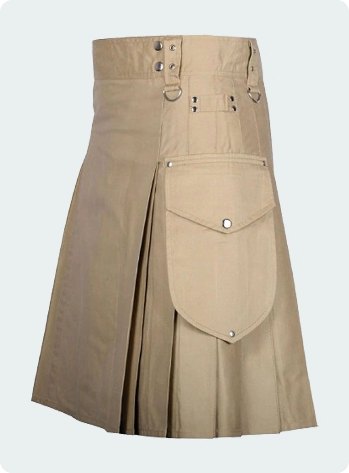 Kilt utilitario premium caqui hecho a medida