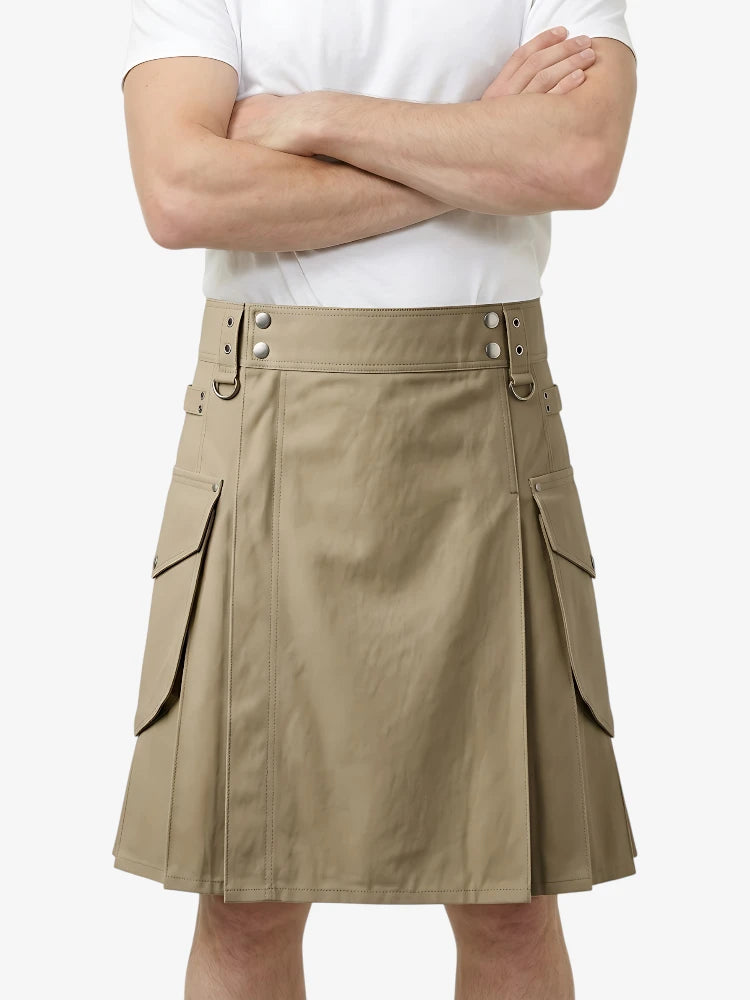 Kilt utilitario premium caqui hecho a medida