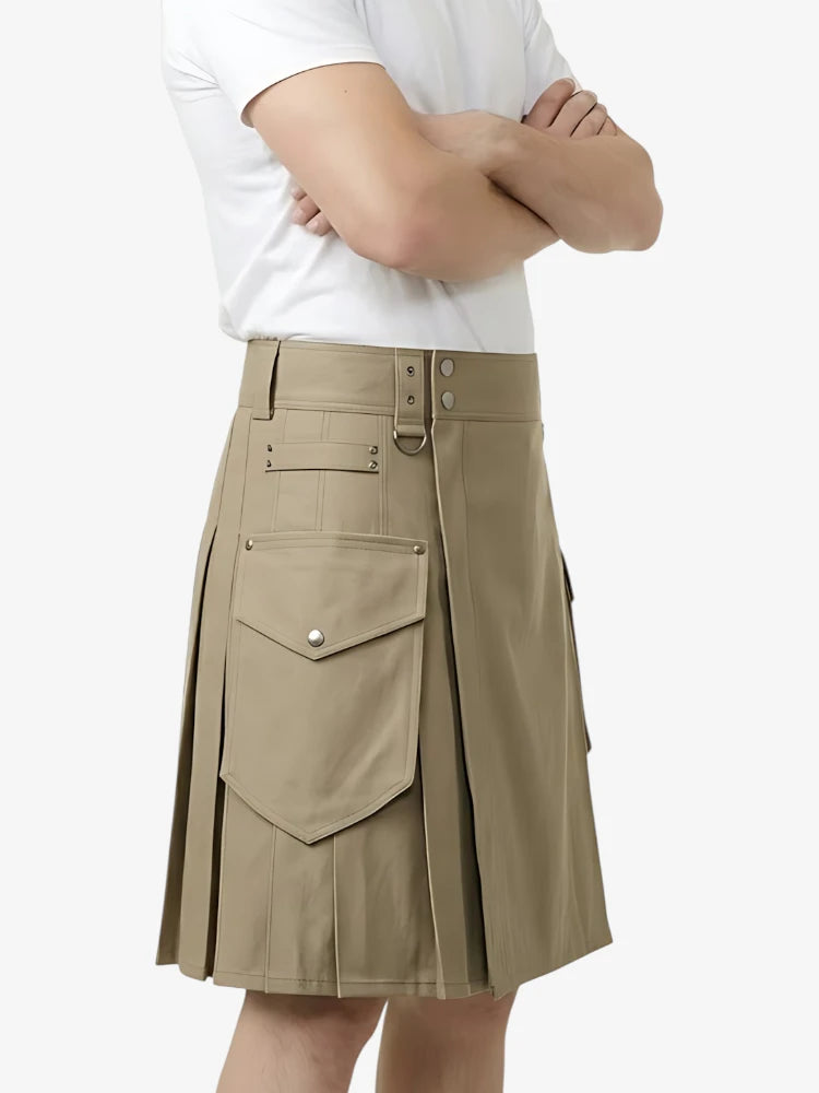 Kilt utilitario premium caqui hecho a medida