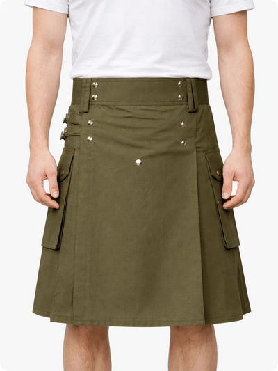 Kilt de utilidad premium verde oliva hecho a medida