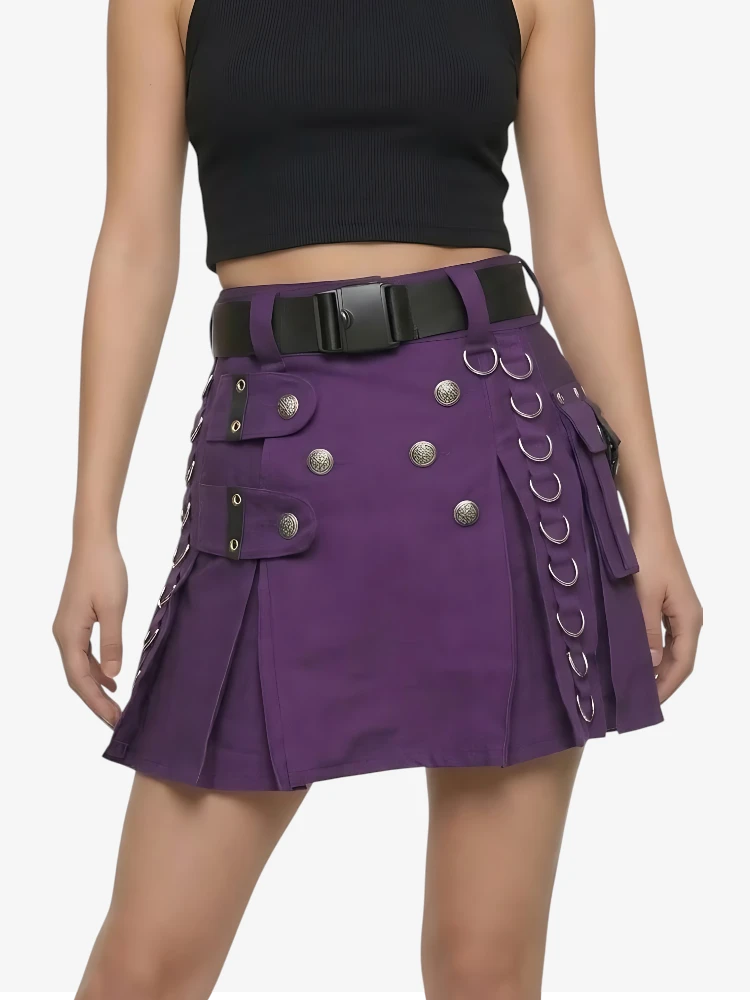 Mini Kilt Utility Morado Hecho a Medida para Mujer