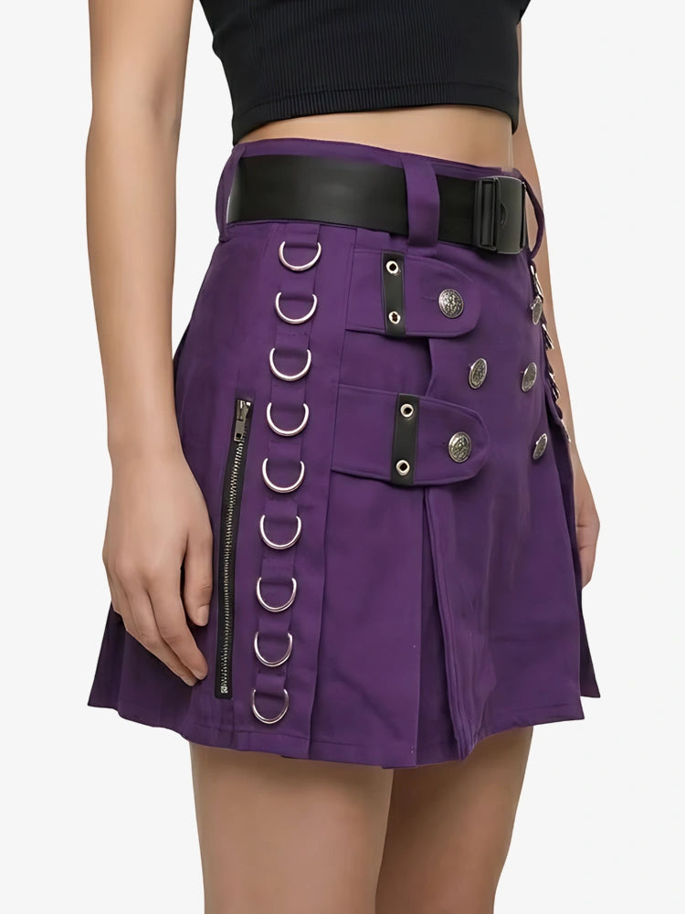 Mini Kilt Utility Morado Hecho a Medida para Mujer