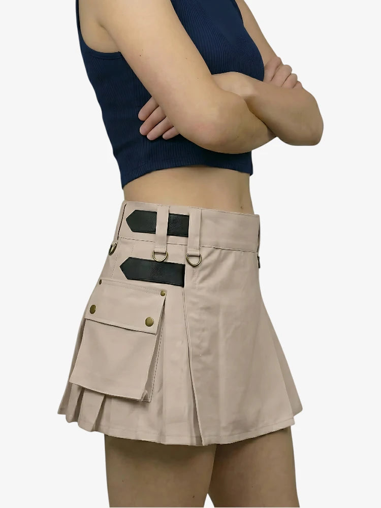 Kilt Utility Khaki Deluxe Escocia Hecho a Medida para Mujer