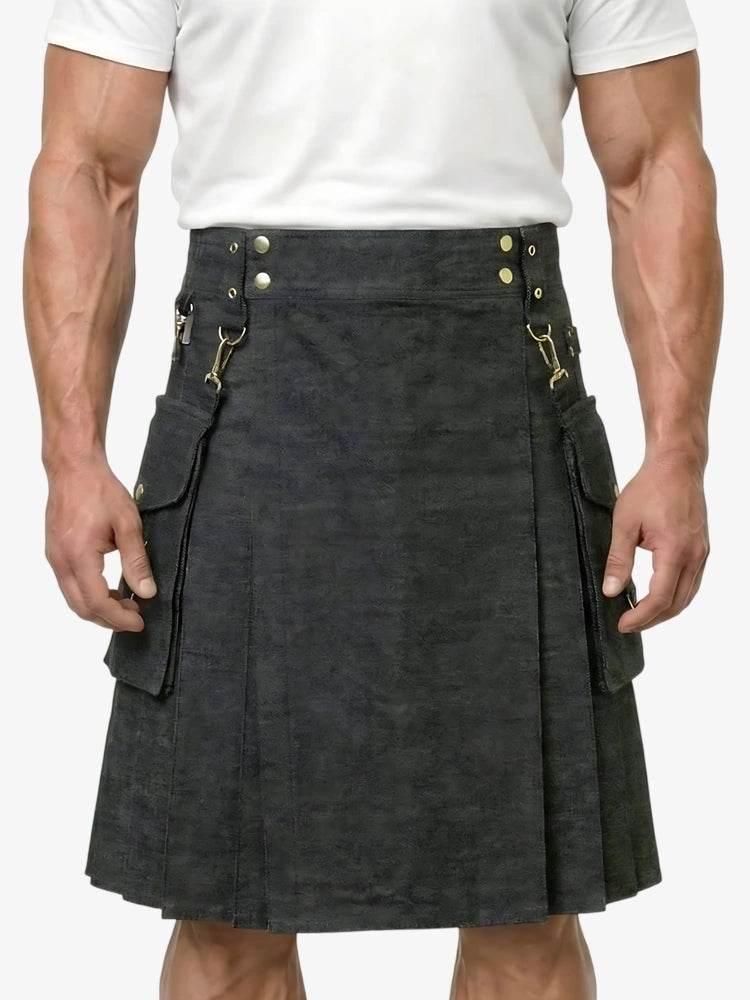Kilt de mezclilla negra elegante hecho a medida