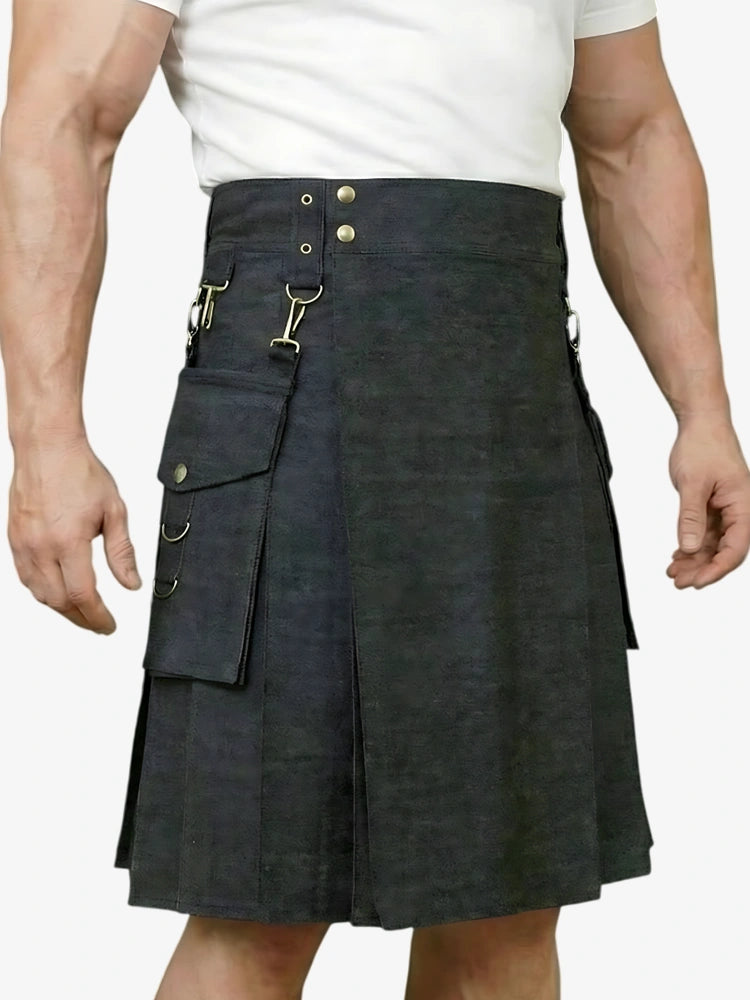 Kilt de mezclilla negra elegante hecho a medida
