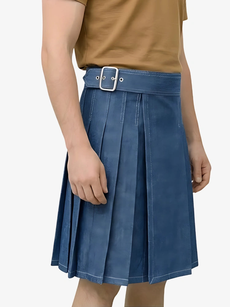 Kilt de mezclilla azul elegante hecho a medida