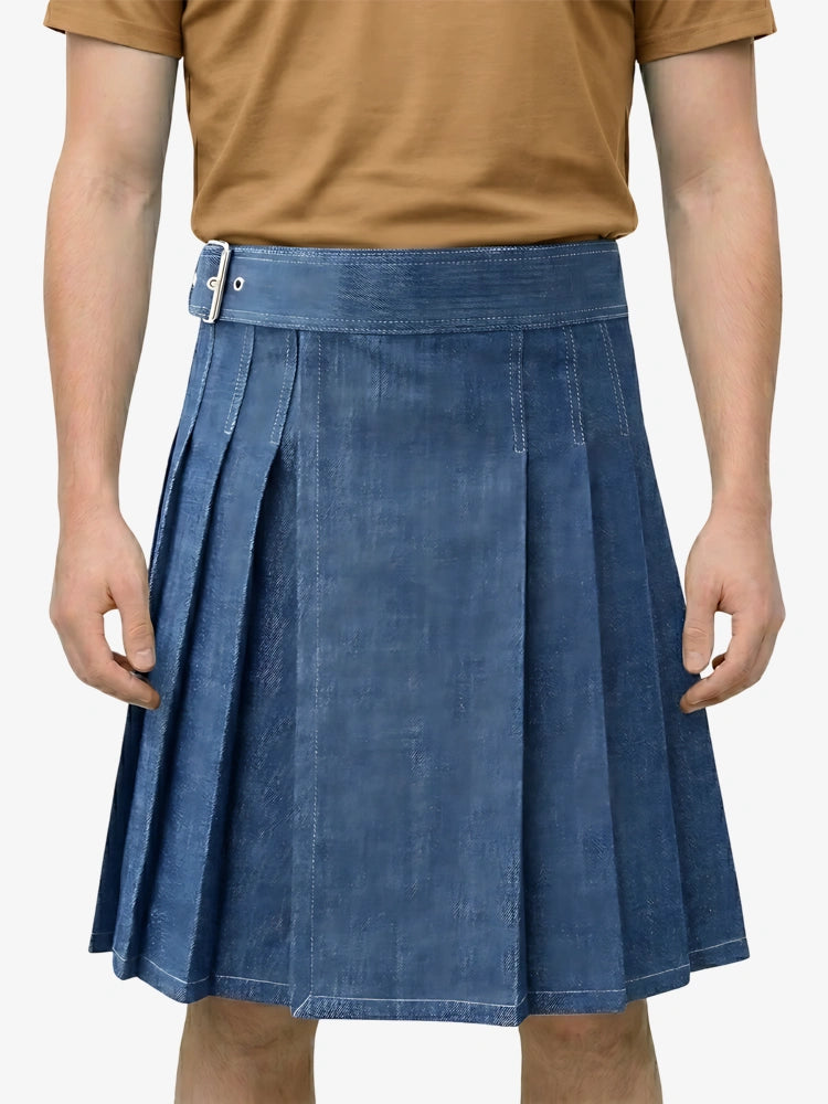Kilt de mezclilla azul elegante hecho a medida