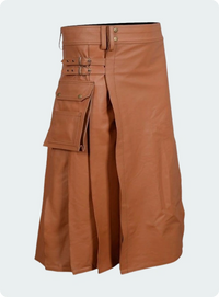 Traditional Brown Leather Kilt Side
