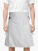 White Utility Kilt With Leather Straps