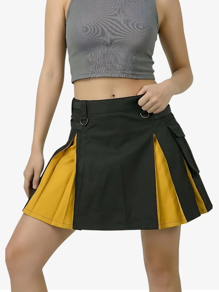 Kilt Híbrido Negro y Amarillo para Mujer Hecho a Medida