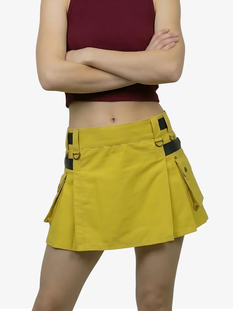 Kilt Utility Amarillo Hecho a Medida para Mujer