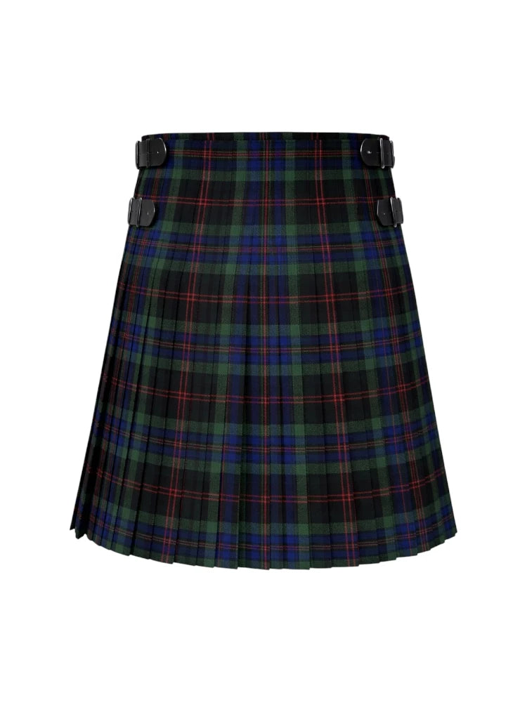 Plaid kilt with a black belt on a white background