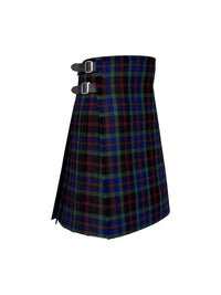 Plaid kilt with silver buckles on a white background