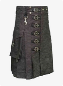 Custom Made Dark Brown Denim Kilt