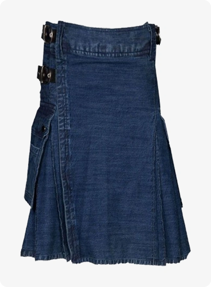 Custom Made Dark Blue Denim Kilt