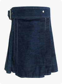 Dark Blue Women Denim Kilt