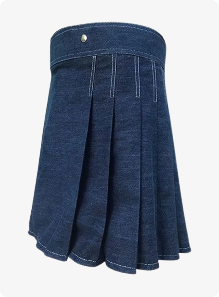 Custom Made Dark Blue Women Denim Kilt