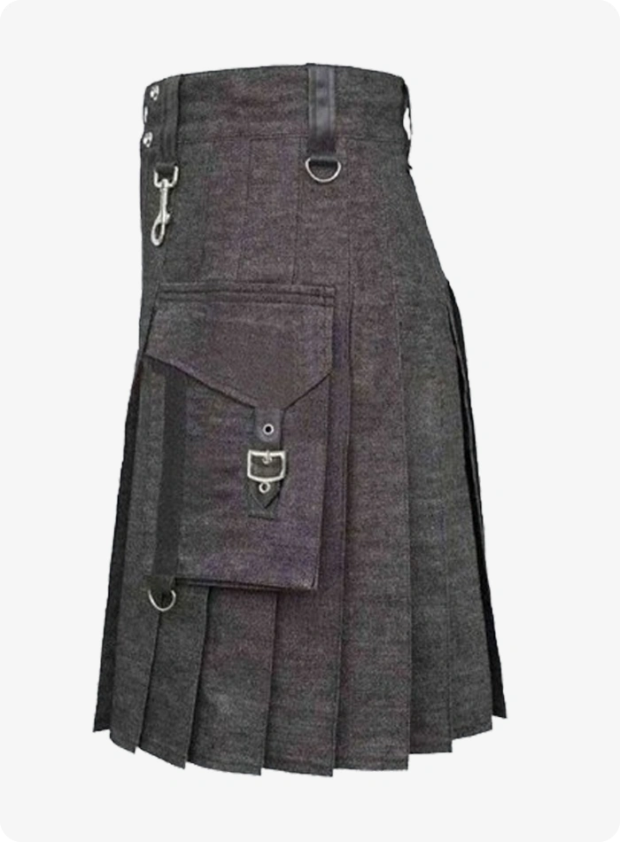 Custom Made Dark Brown Denim Kilt