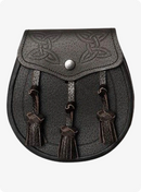 Dark Brown Leather Twin Swirl Celtic Embossed Sporran