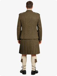 Dark Olive Green Tweed Kilt With Dark Olive Green Tweed Argyle Jacket kilt Outfit