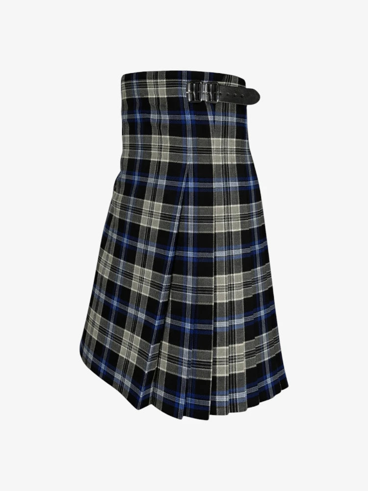 Plaid kilt with a belt on a white background