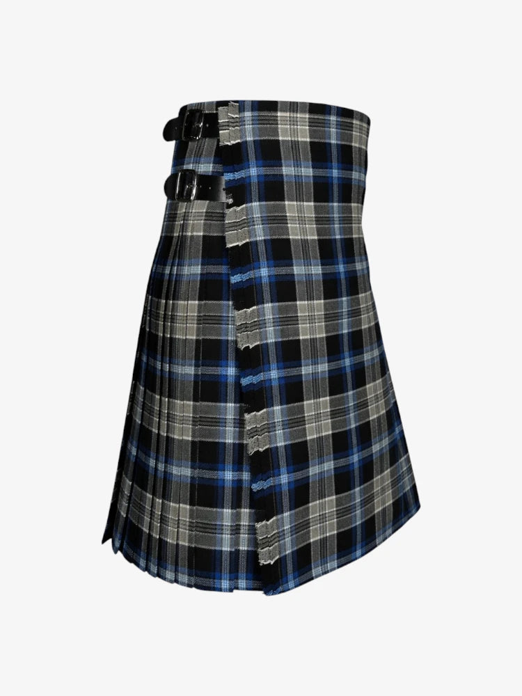 Plaid kilt with a belt on a white background