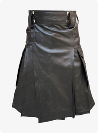 Genuine Black Leather Kilt