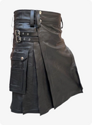 Genuine Black Leather Kilt