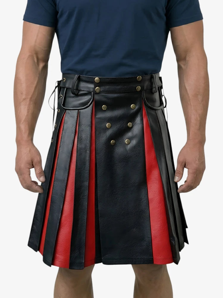 Kilt de Cuero Gladiador con Paneles Frontales Hecho a Medida