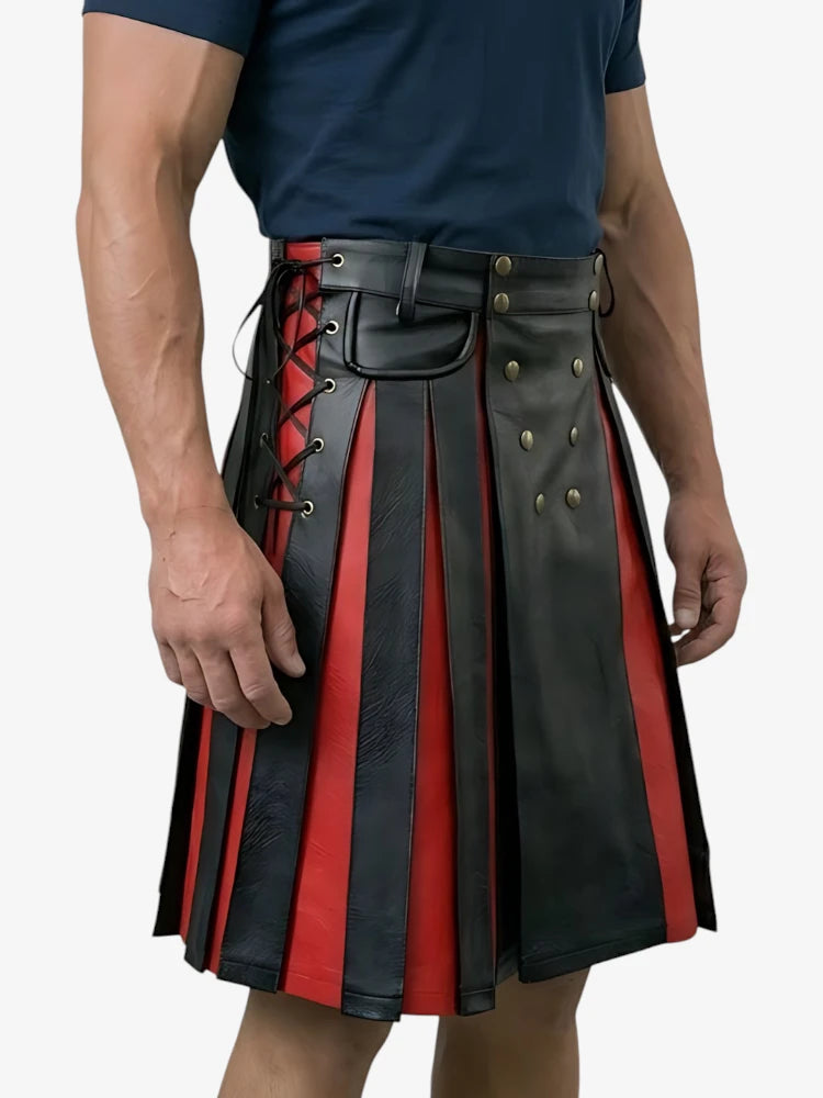Kilt de Cuero Gladiador con Paneles Frontales Hecho a Medida