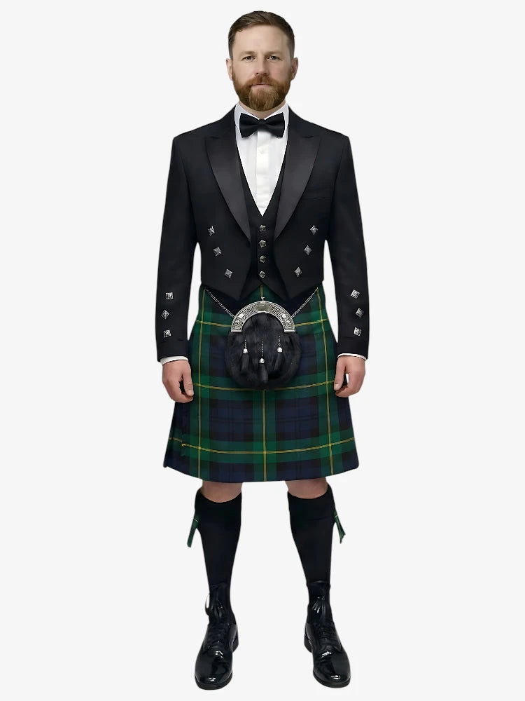 Conjunto de Kilt Prince Charlie en Tartan Gordon
