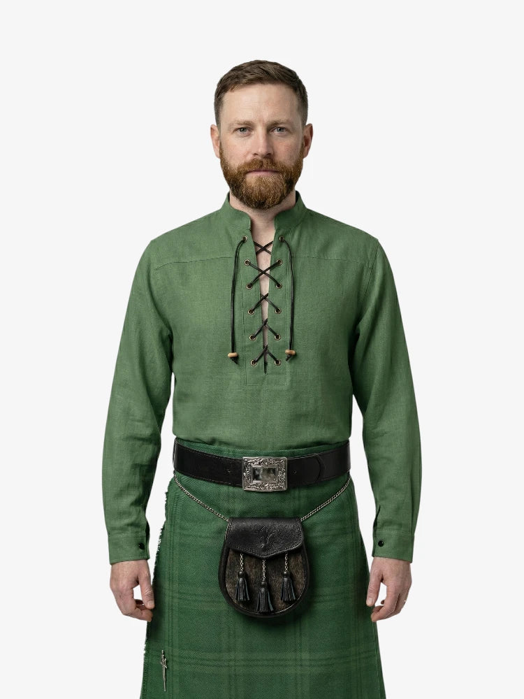 Camisa Jacobite Ghillie verde hecha a medida
