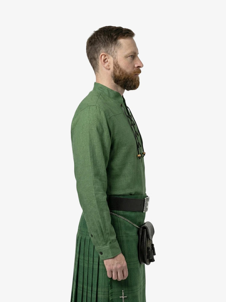 Camisa Jacobite Ghillie verde hecha a medida