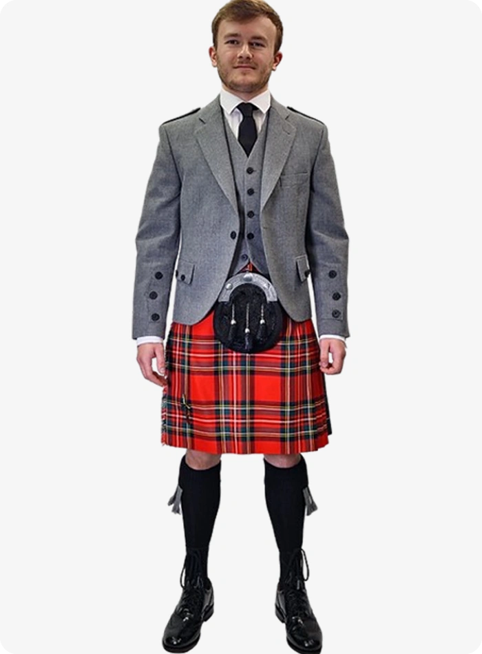 Custom Made Grey Argyle Kilt Outfit