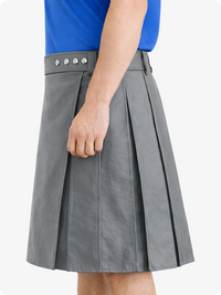 Grey Genuine Leather Utility Kilt with Studded Waistband