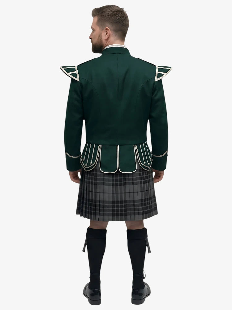 Conjunto Kilt Doublet de Tartan Grey Watch con Chaqueta Verde Oscuro