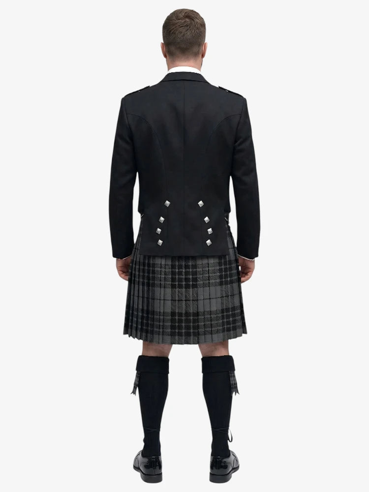 Conjunto de Kilt Prince Charlie en tartán Grey Watch