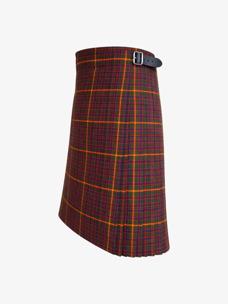 Plaid kilt with a belt on a white background