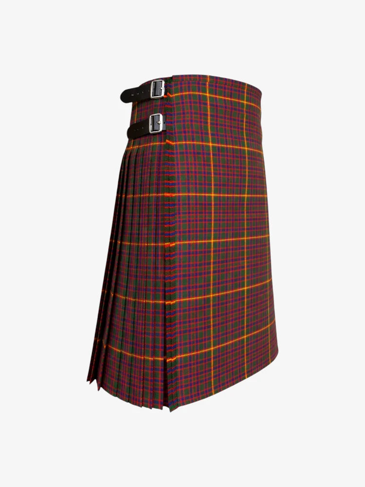 Plaid kilt with a belt on a white background
