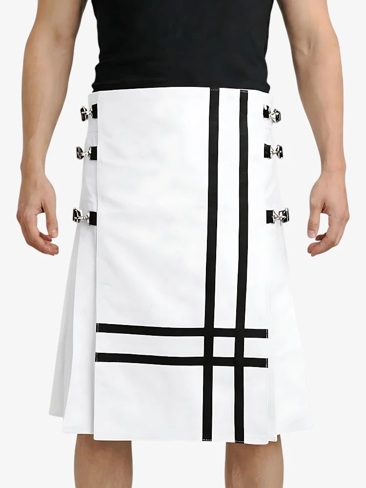 Kilt de cuero blanco hecho a mano